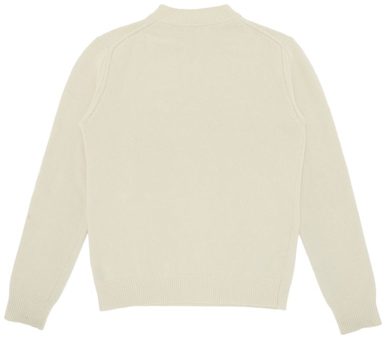 Raf Simons Wool Knit R Embroidery Mockneck Sweater Cream