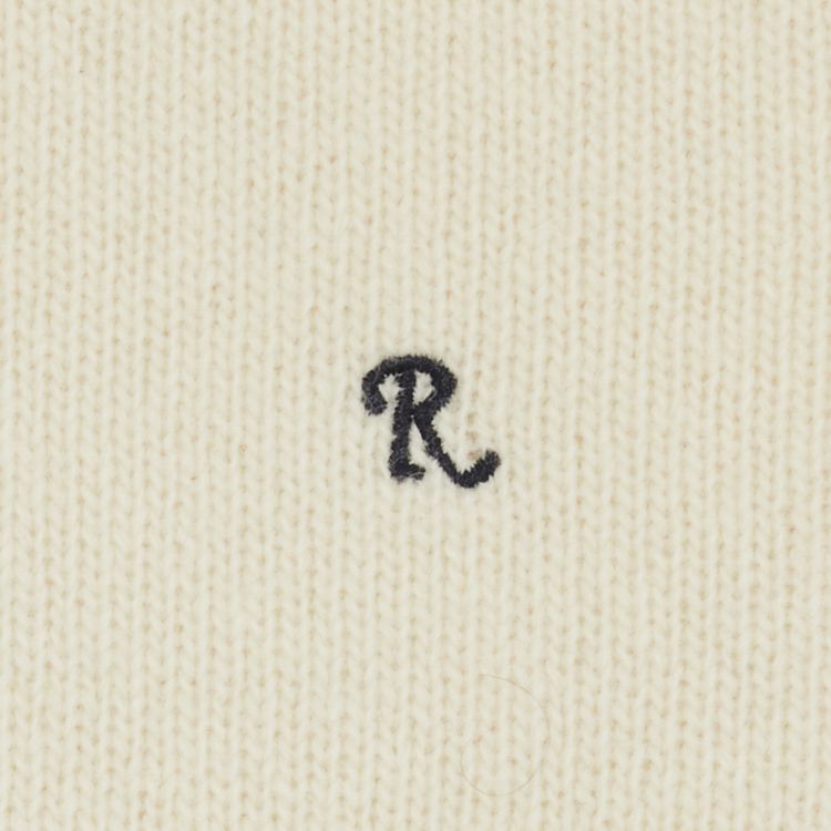 Raf Simons Wool Knit R Embroidery Mockneck Sweater Cream