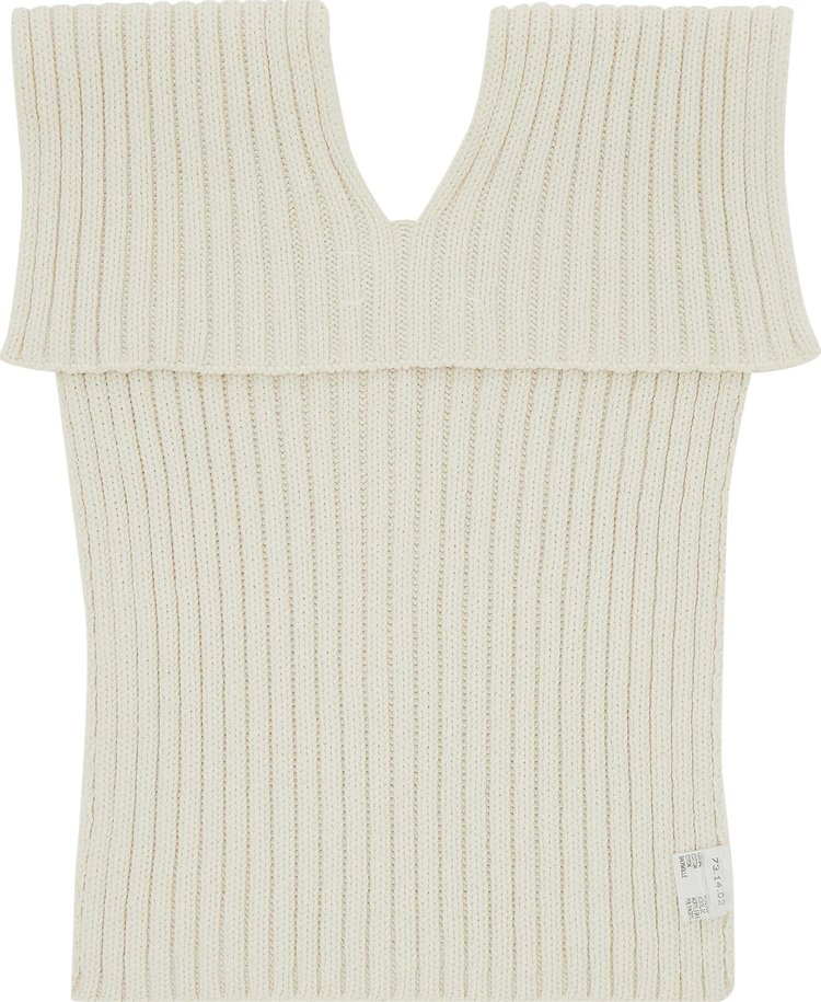 Maison Margiela V Neck Knit Stole Vest Cream