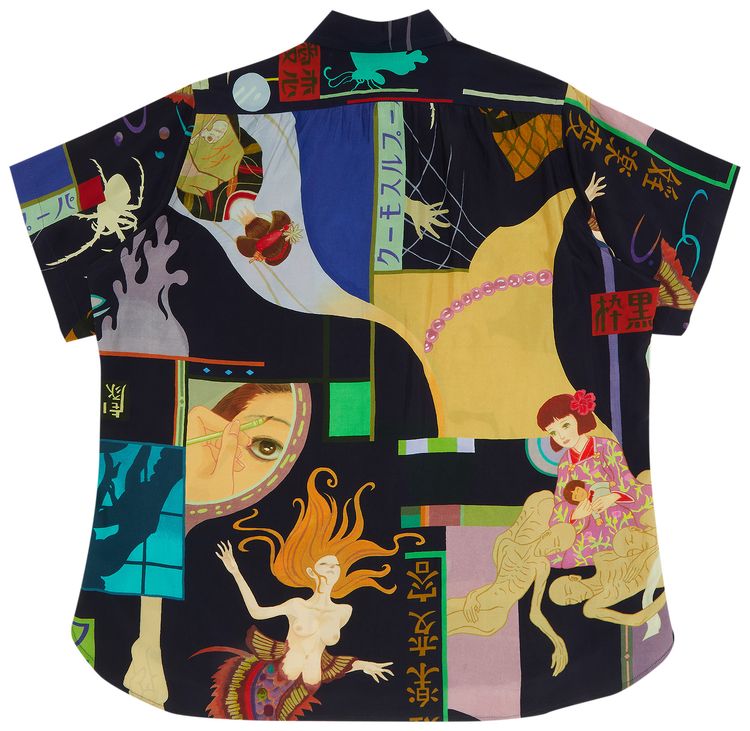 Yohji Yamamoto Pour Homme Printed Short Sleeve Shirt NavyMulticolor
