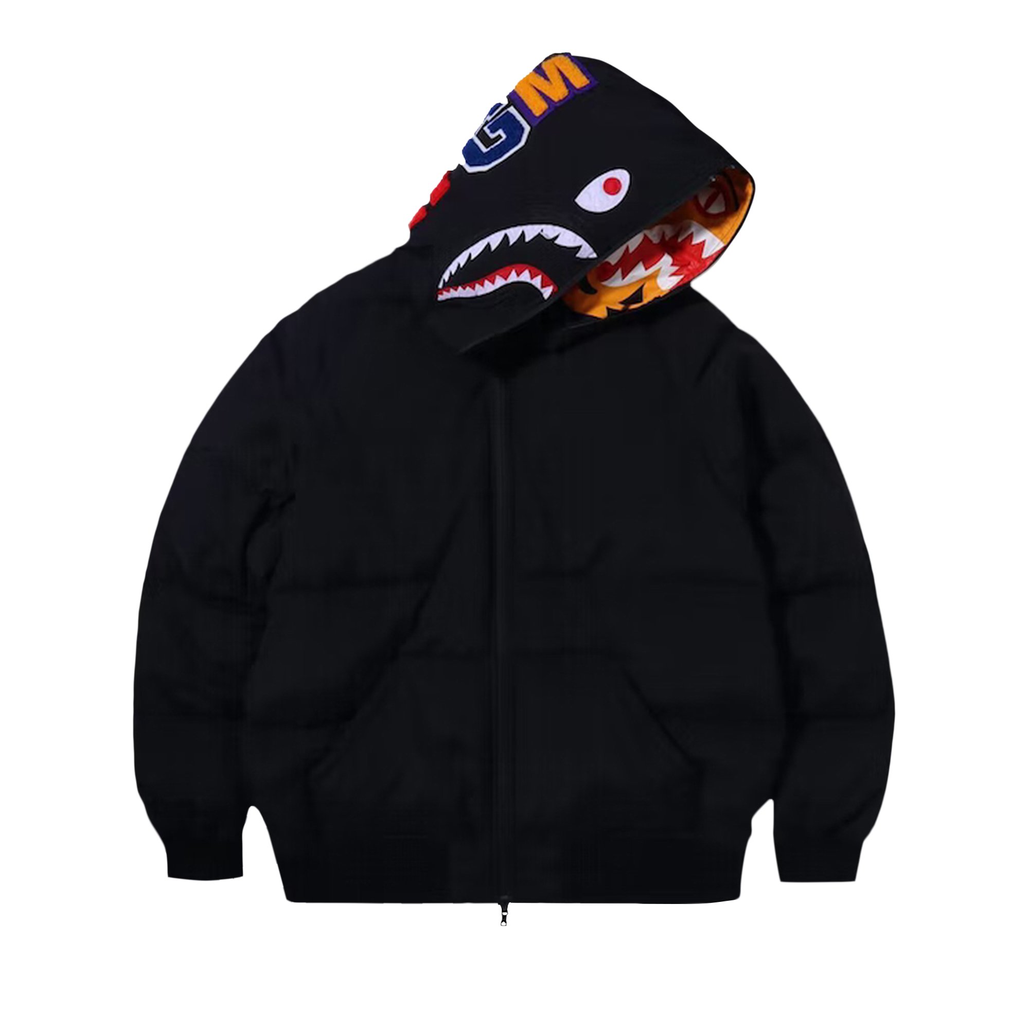 Buy BAPE Shark x Tiger Hoodie Down Jacket 'Black' - 1H80 141 013 