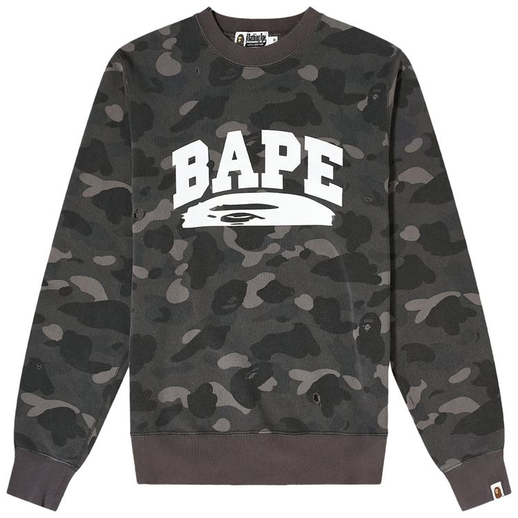 BAPE Color Camo Damage Wide Crewneck Black