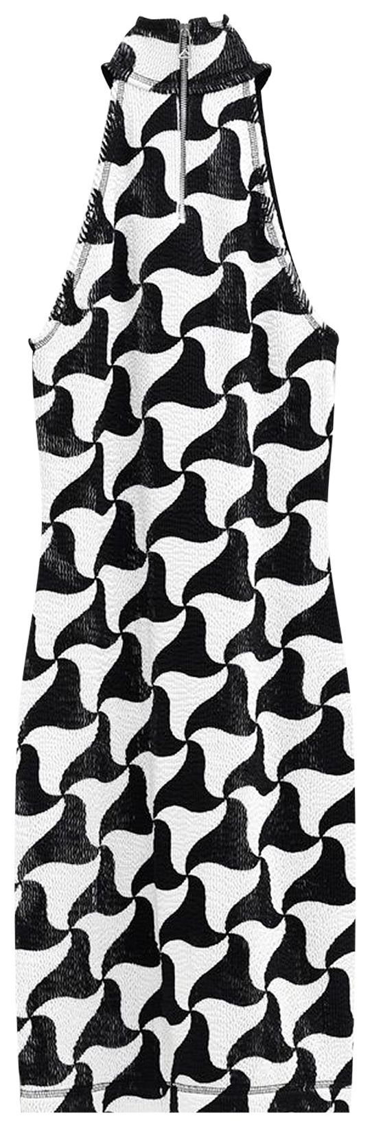 Bottega Veneta Crinkled Wavy Triangle Print Dress PinkRed
