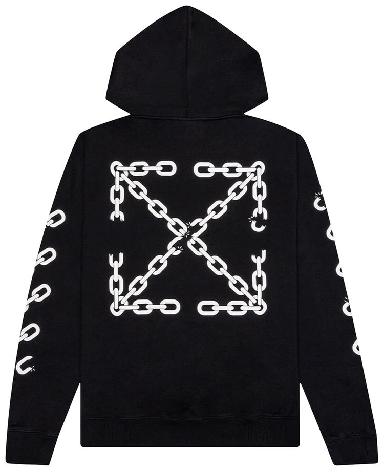 Off White Chain Arrow Slim Hoodie BlackWhite