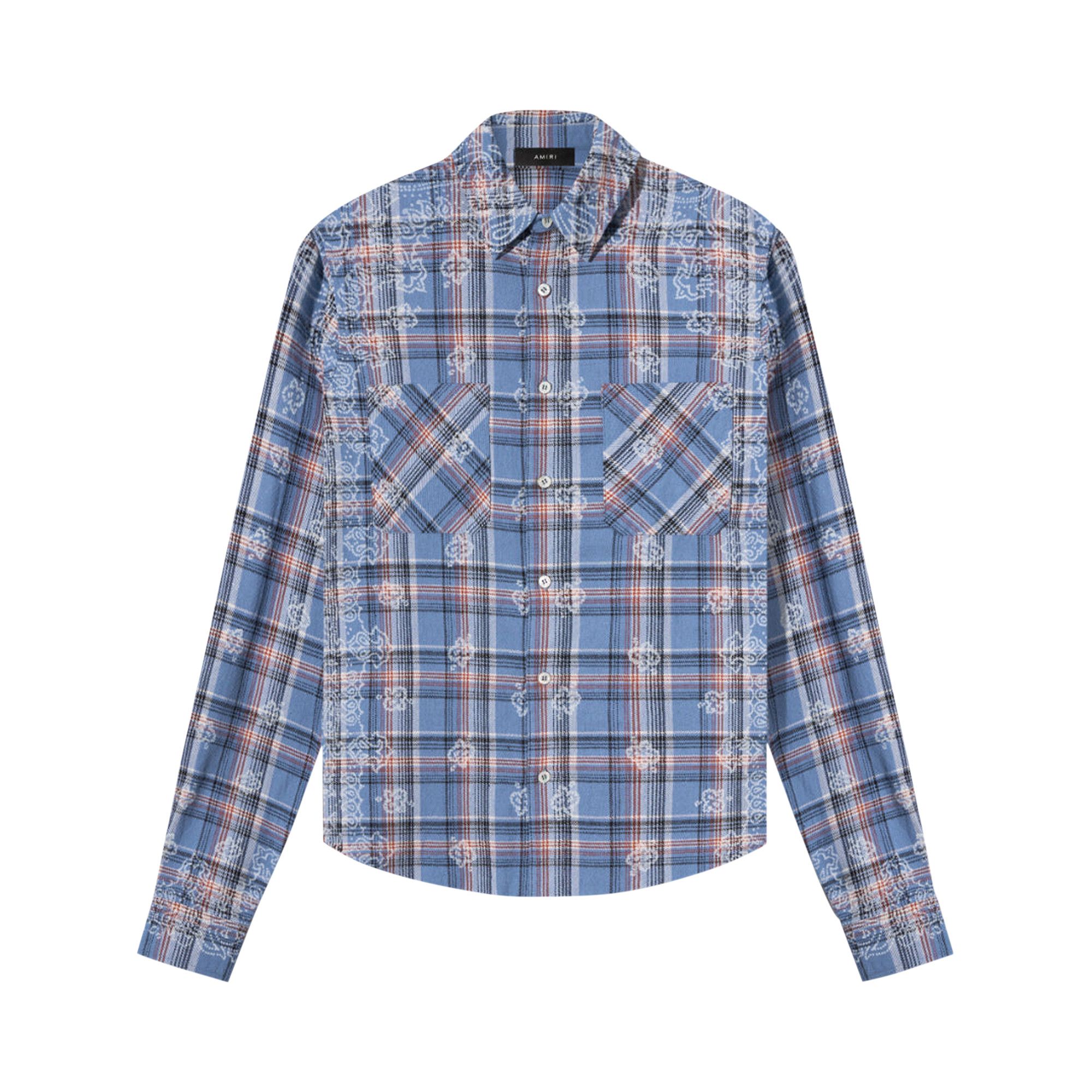 Tシャツ・カットソー AMIRI Amiri Bleach Patch Flannel Bandana Shirt Amiri Men's Bleach Bandana Patch T-Shirt | Neiman Marcus