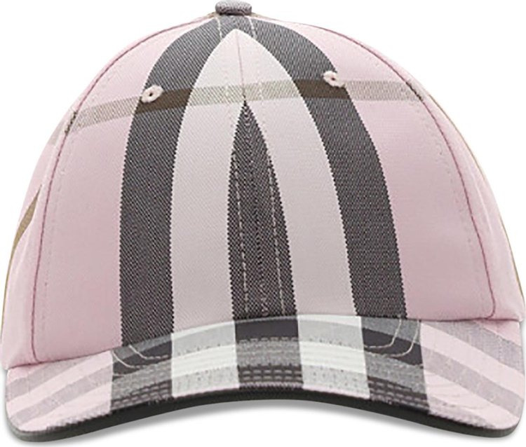 Burberry Logo Detail Check Baseball Cap Pink