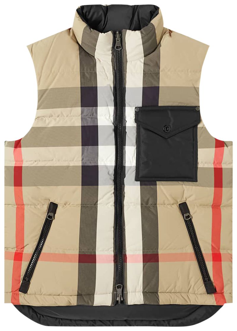 PUFFY GILET / off white & blue check
