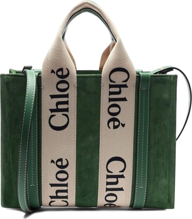 Chloé Small Woody Tote Bag With Strap 'Bright Green'