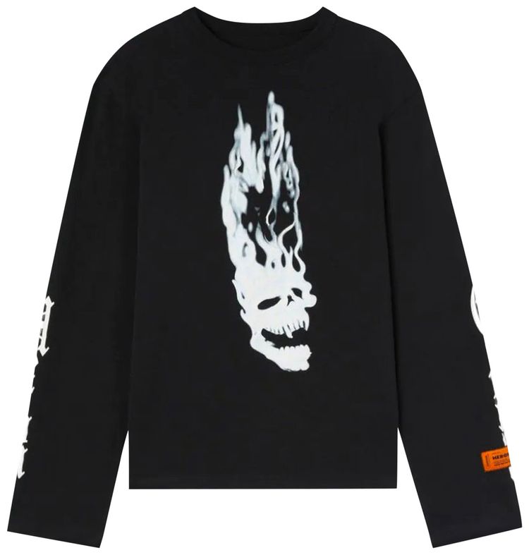 Buy Heron Preston Flaming Skull LongSleeve Tee 'Black/White' HMAB026F22JER0011001 GOAT