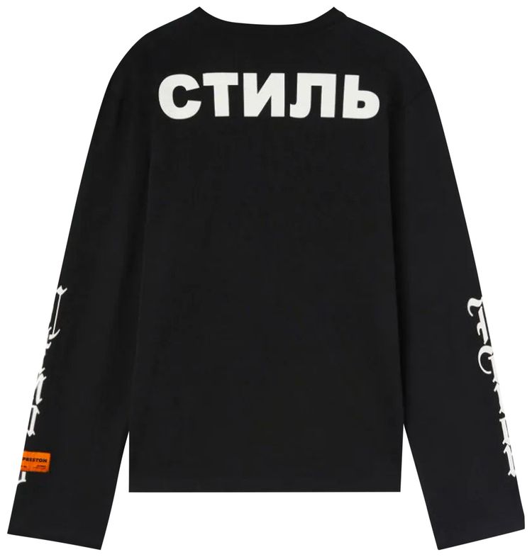 Heron Preston Flaming Skull Long Sleeve Tee BlackWhite