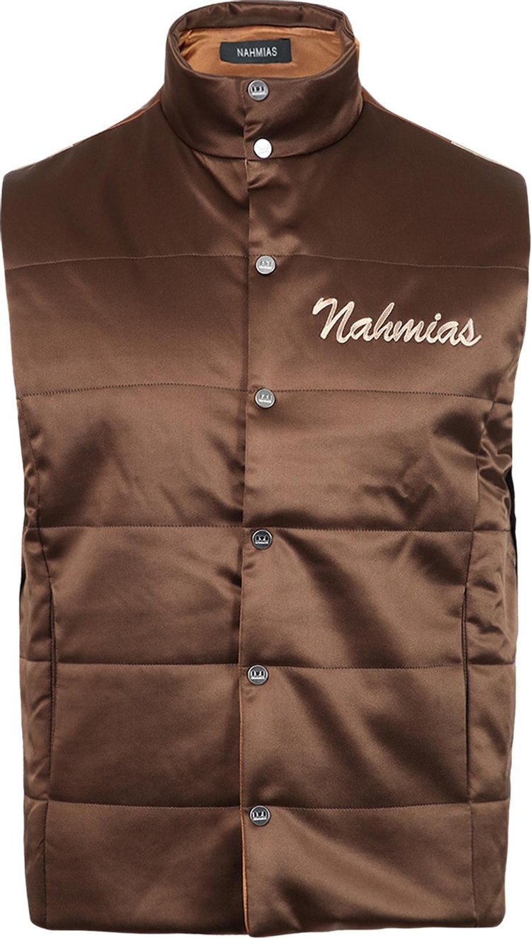 Buy Nahmias Summerland Silk Puffer Vest 'Brown' - AW22 2 7006