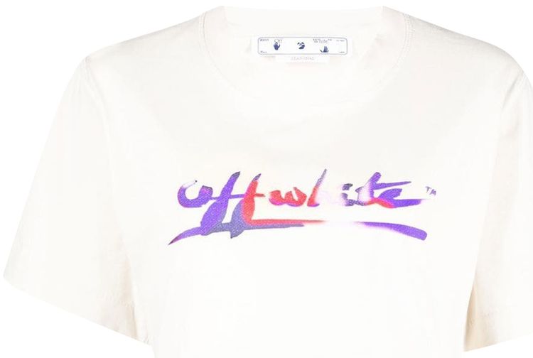 Off White Readymade Logo Crop Tee Beige