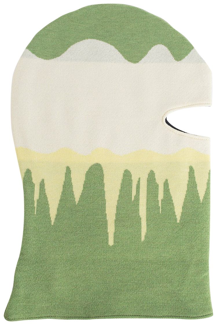 Off White Painted Knit Balaclava Green