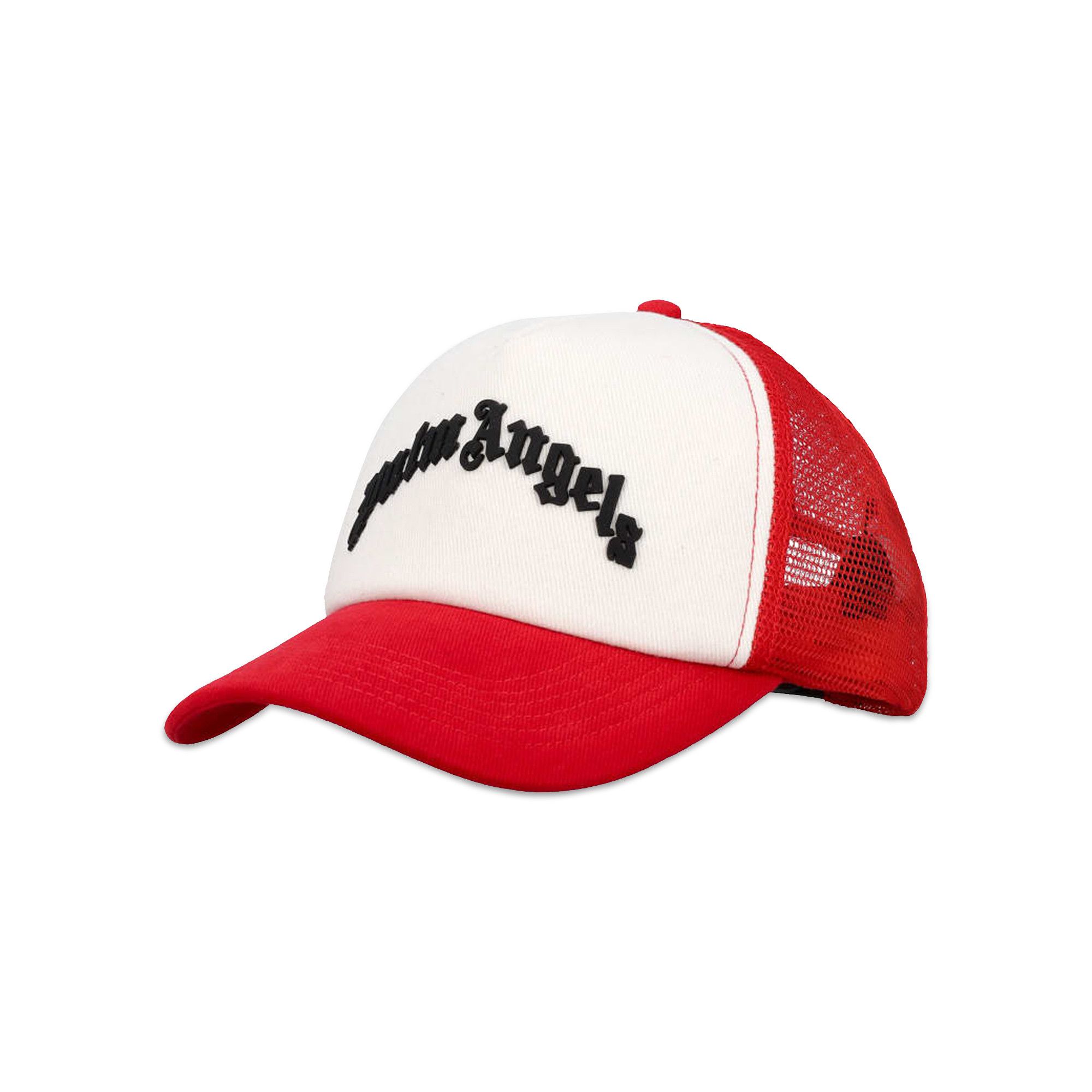 Palm Angels Black & White Curved Logo Trucker Cap Palm Angels