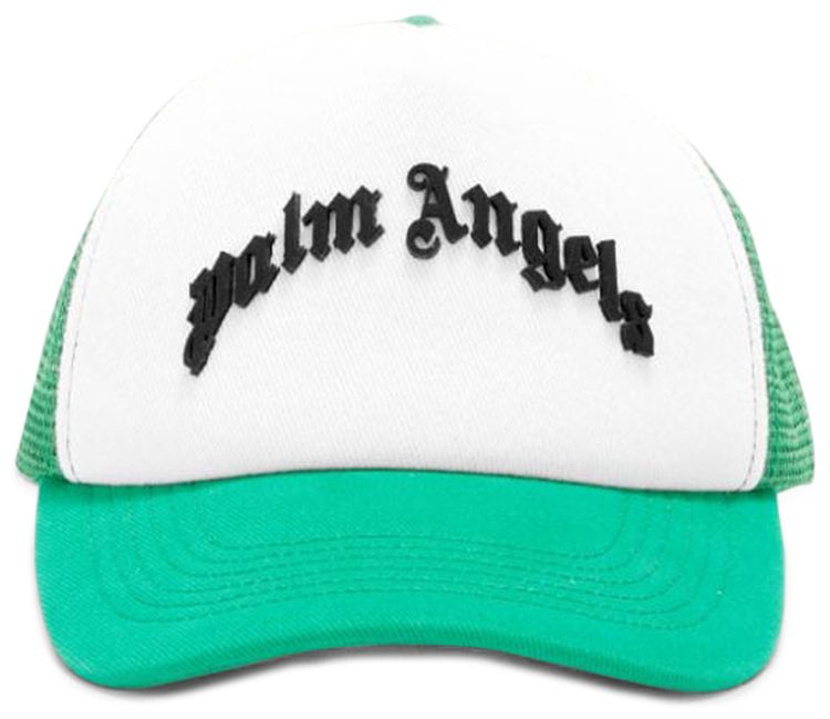 Palm Angels Curved Logo Mesh Cap GreenBlack