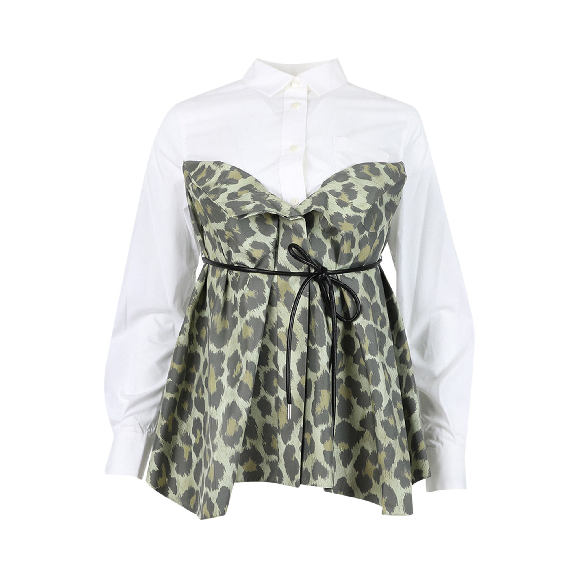 Buy Sacai Leopard Print Shirt 'Khaki' - 22 06349 501 | GOAT
