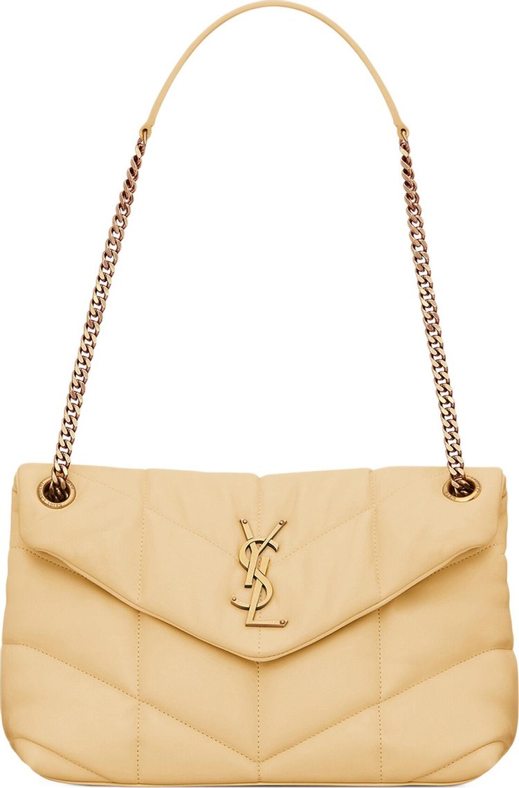 Saint Laurent Beige Small Loulou Chain Bag in Natural