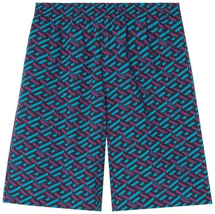 Versace Barocco Silhouette Silk Shorts MagentaTangerine