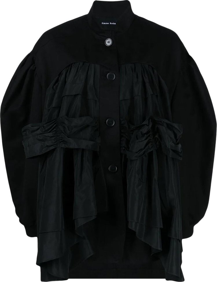 Simone Rocha Signature Sleeve Jacket With Taffeta Front Detail Black