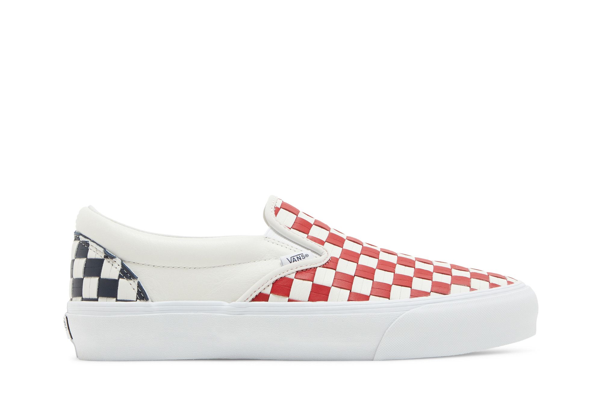 Vans leather clearance checkerboard slip on