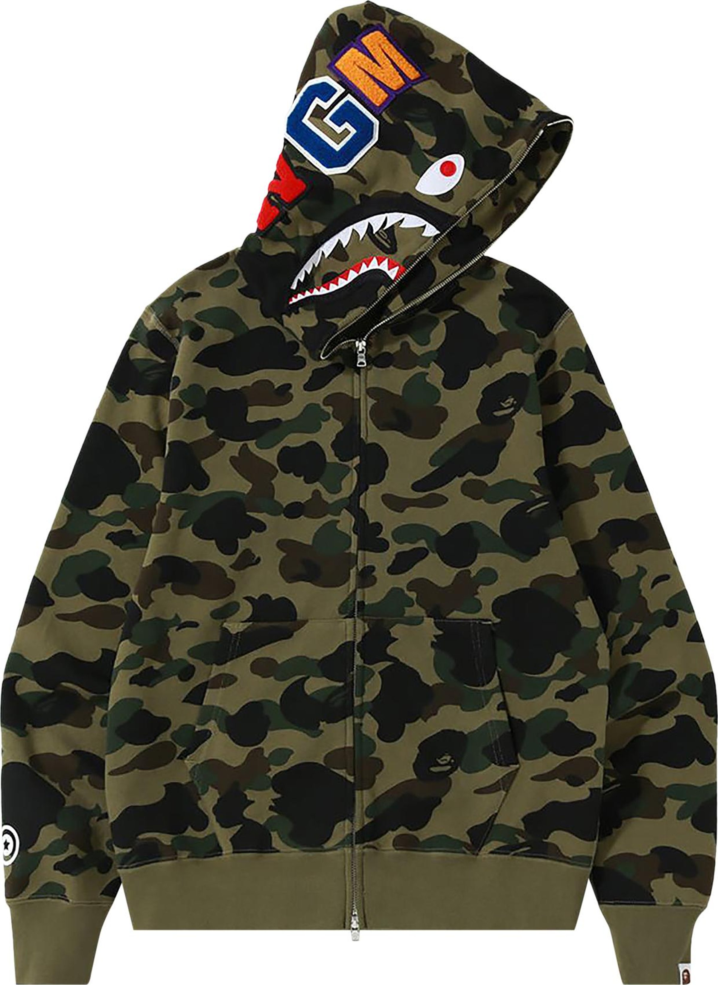 Buy BAPE 1st Camo Shark Full Zip Hoodie 'Green' - 1I20 115 004 GREEN | GOAT