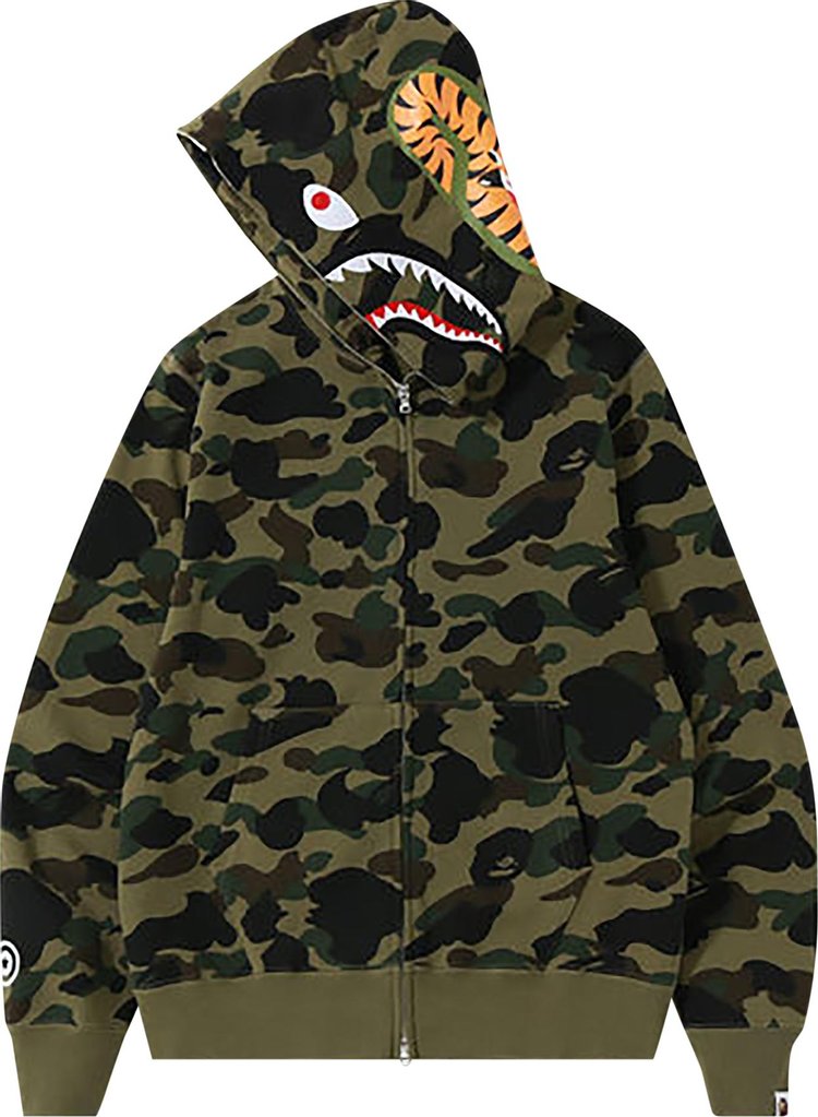 BAPE 1st Camo Shark Full Zip Hoodie Green