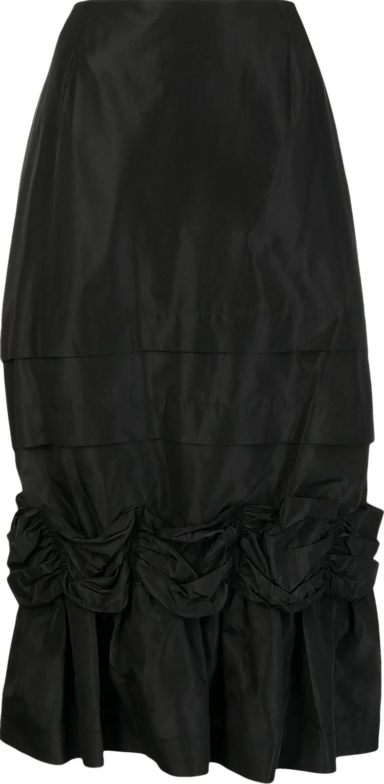 Simone Rocha Long Fishtail Skirt With Gathered Ribbon 'Black'
