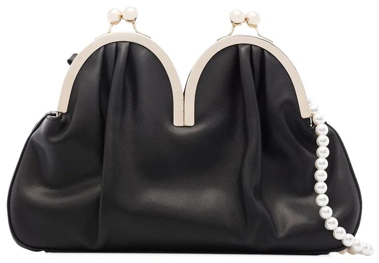 Simone Rocha Medium Double Curve Purse Bag With Crossbody Strap 'Black'