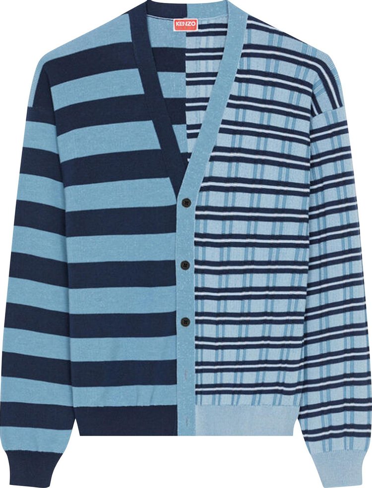 Kenzo Mixed-Stripe Pattern Cardigan 'Sky Blue'