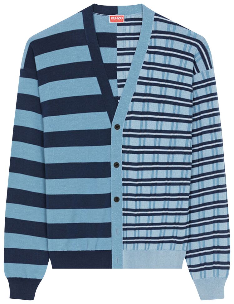 Kenzo Mixed Stripe Pattern Cardigan Sky Blue