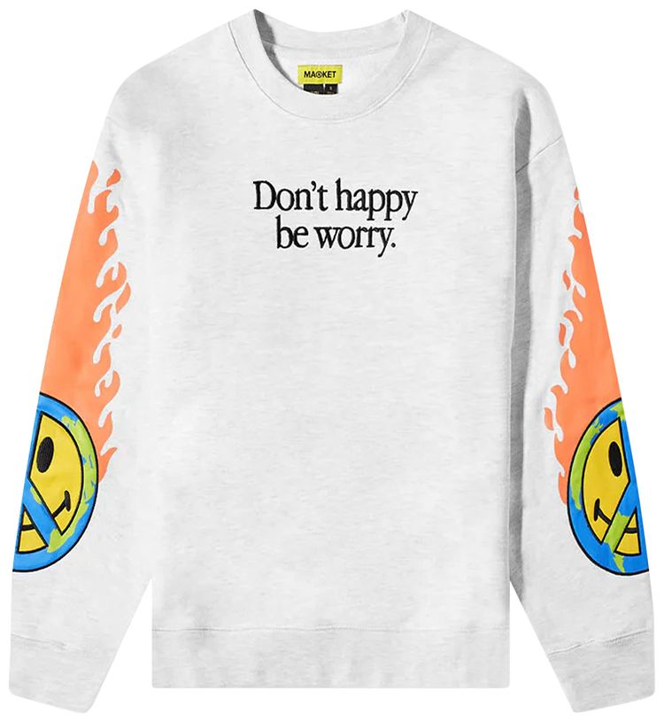 Market Smiley Earth On Fire Crewneck Ash