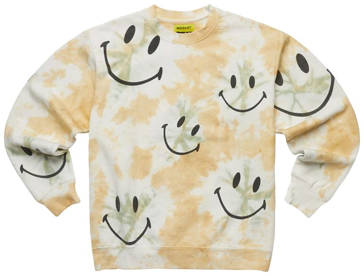 Market Smiley Shibori Dye Crewneck Sweatshirt Cream