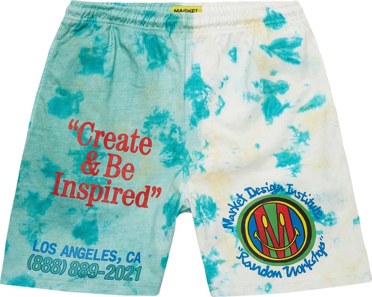 Market Smiley Market Design Institute Tie Dye Shorts Two Tone Tie Dye