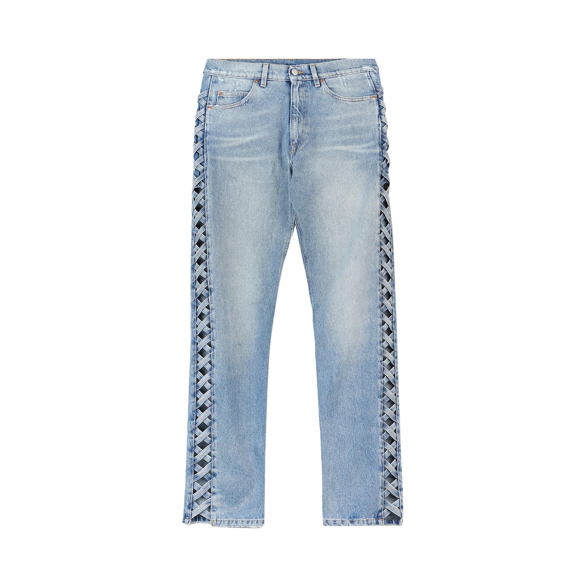 Buy Martine Rose Cross Hatch Jean 'Blue Wash' - MRSS22225DM