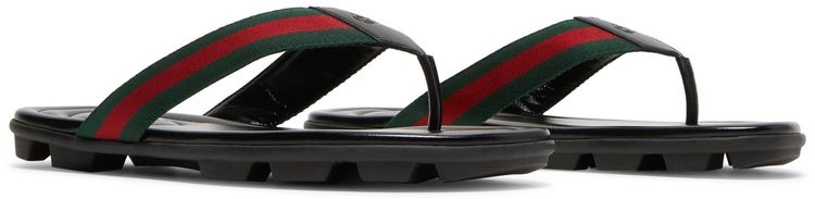 Gucci Leather Web Thong Black