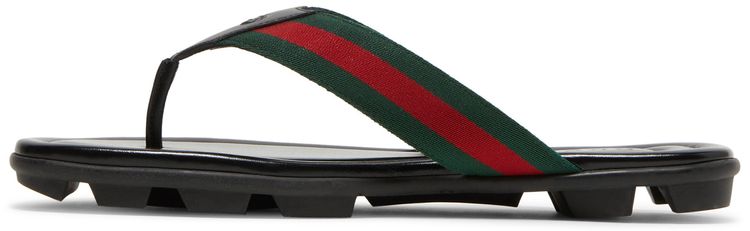 Gucci Leather Web Thong Black