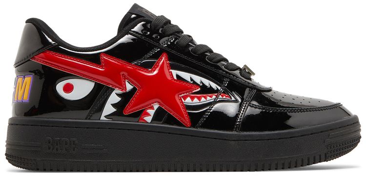 Bapesta Low M1 Shark Face   Black Red