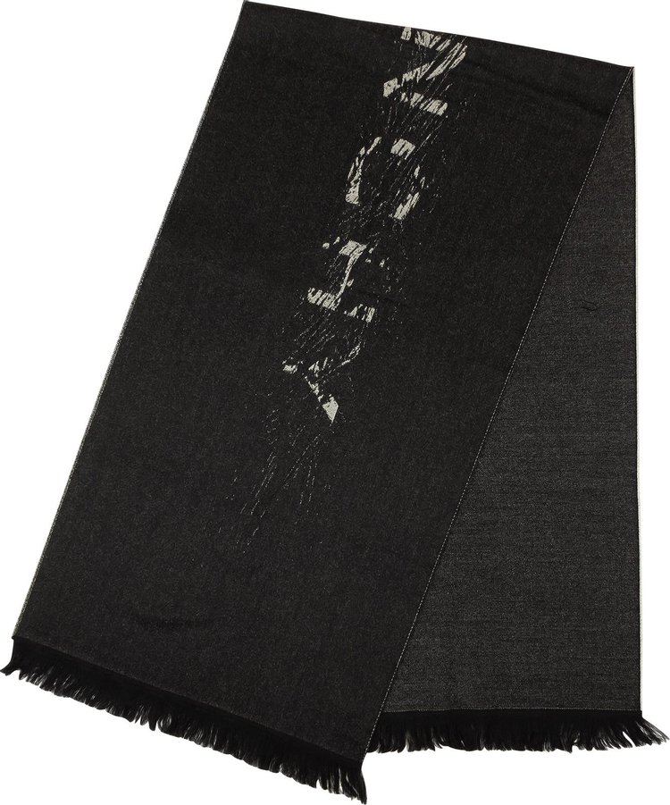 Givenchy Wool Logo Print Knit Scarf Black