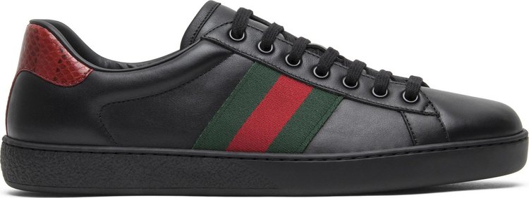 Gucci - Ace Crocodile-Trimmed Leather Sneakers - Black Gucci