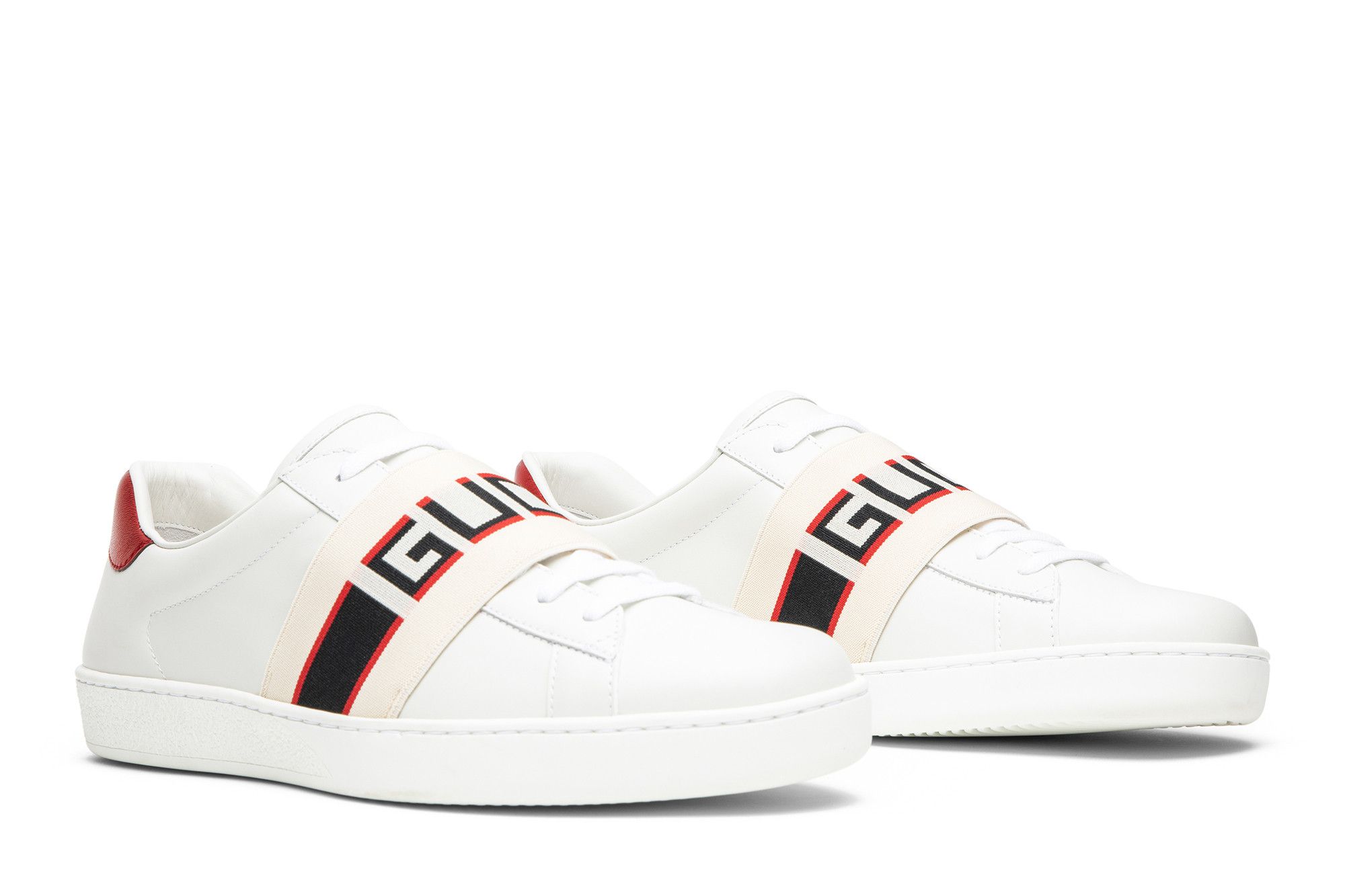 Buy Gucci Stripe Leather Sneaker 'White Red Black' - 523469