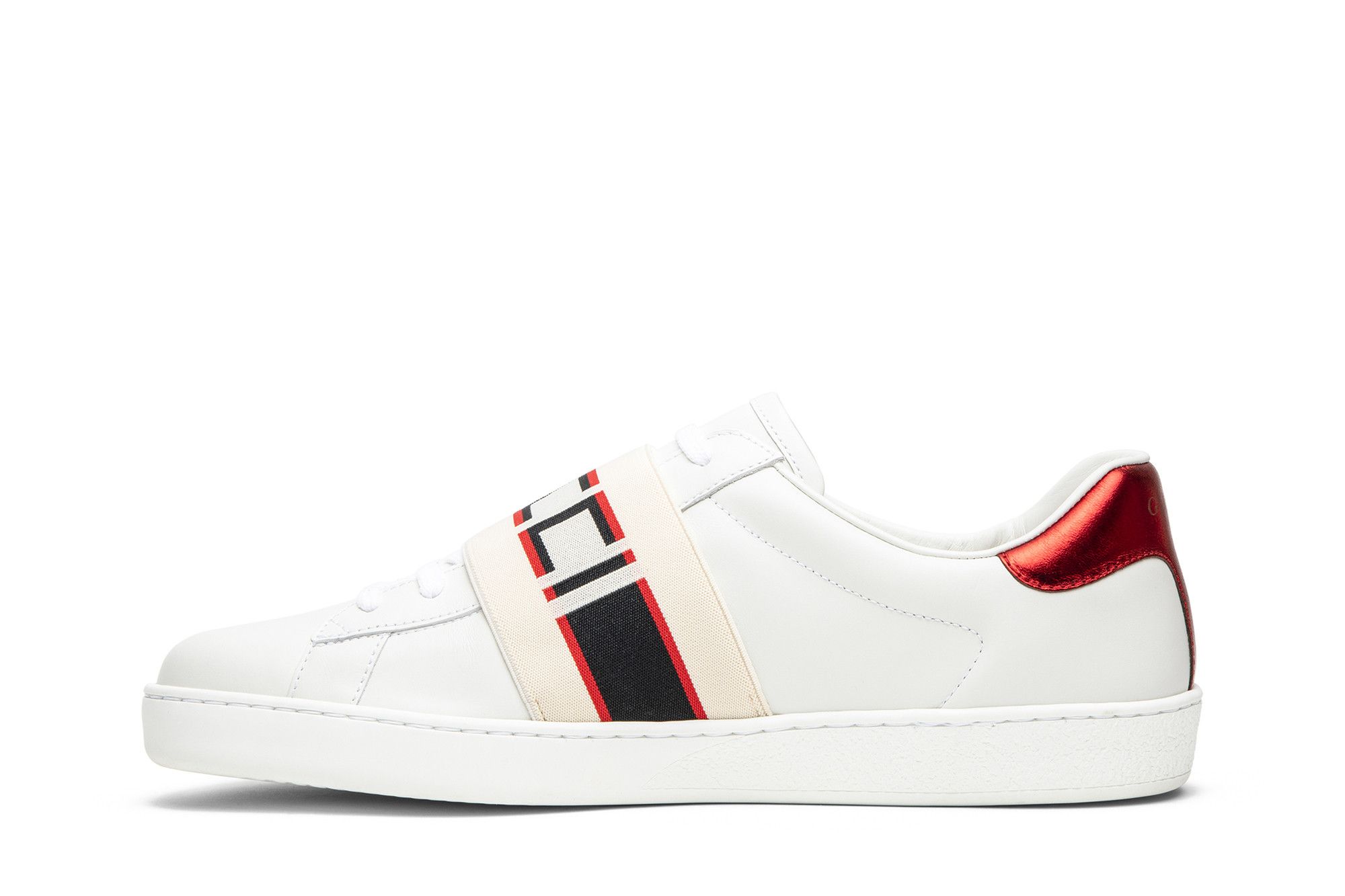 Buy Gucci Stripe Leather Sneaker 'White Red Black' - 523469