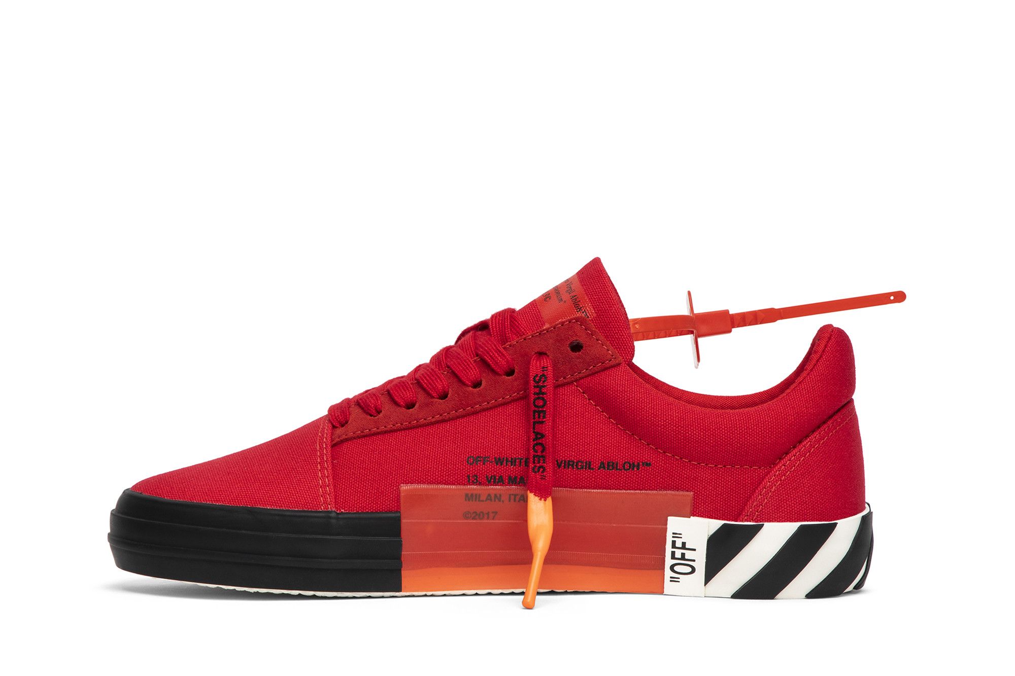 Size 11.0 Off White Vulc Low Top Red