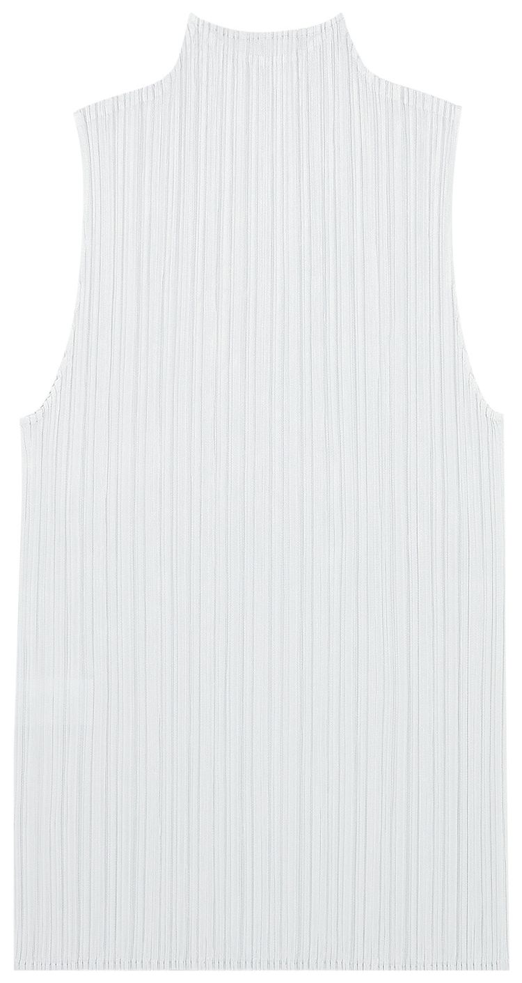Pleats Please Issey Miyake Sleeveless Turtleneck Top Light Grey