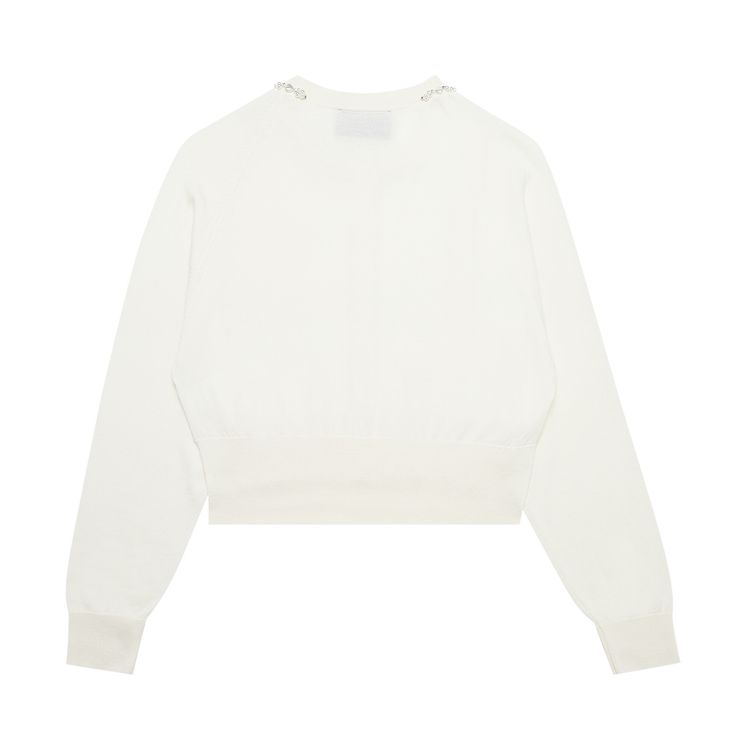 Simone Rocha Long Sleeve Fitted Cropped Cardigan With Beading Cream
