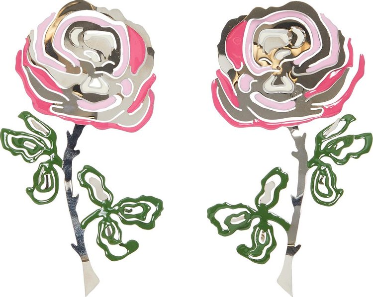 Y/Project Rose Enamel Earrings 'Pink'