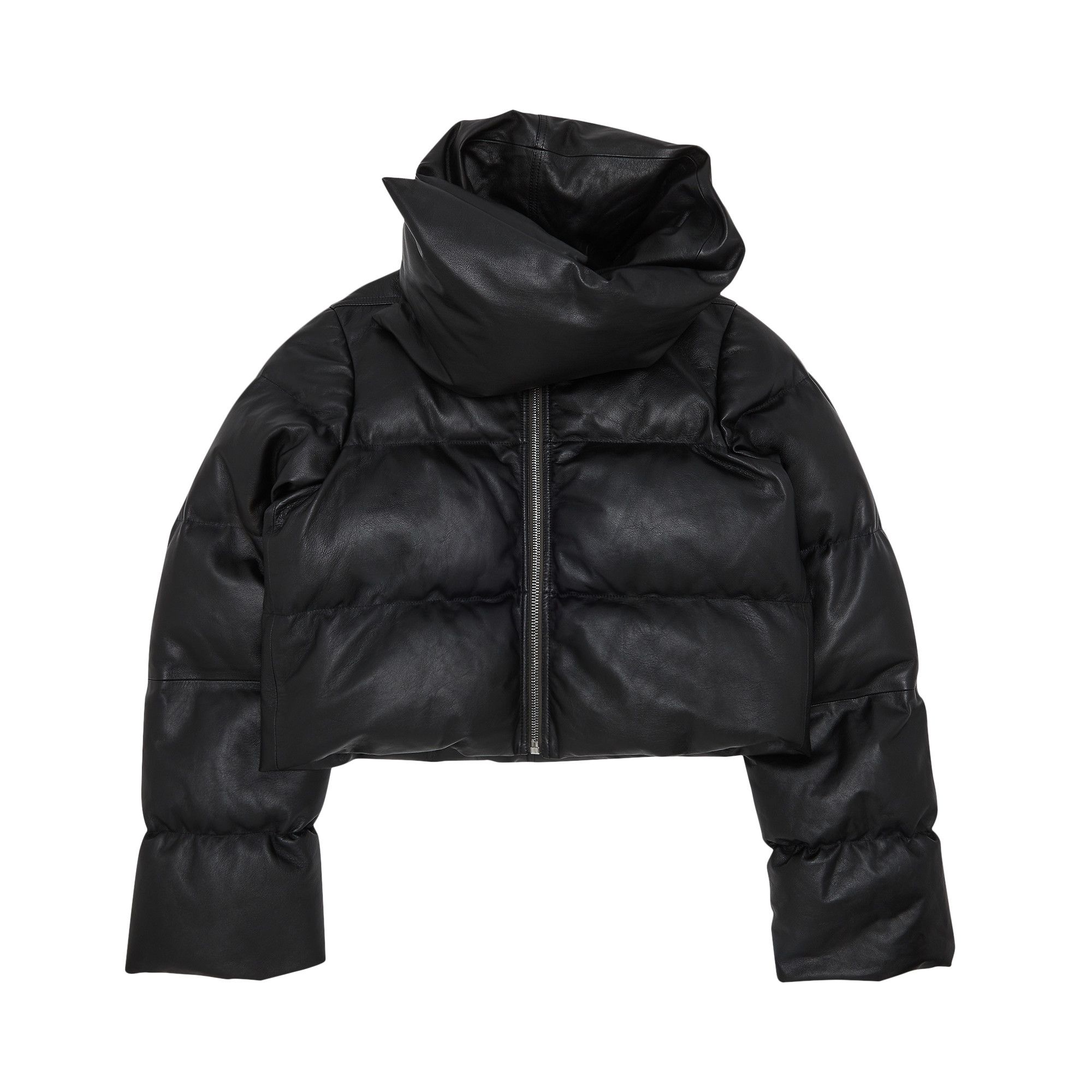 Rick owens black down funnel neck coat deals