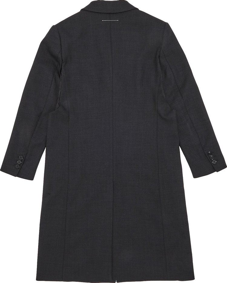 MM6 Maison Margiela Wide Shoulder Long Coat Dark Grey