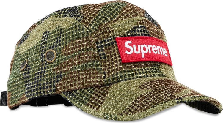 Supreme Camo Grid Velvet Camp Cap Woodland Camo