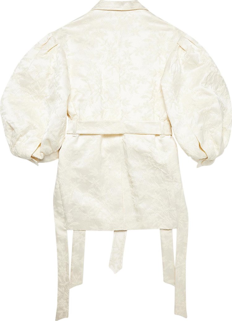 Simone Rocha Signature Sleeve Longline Jacket With Hip Cut Out Cream