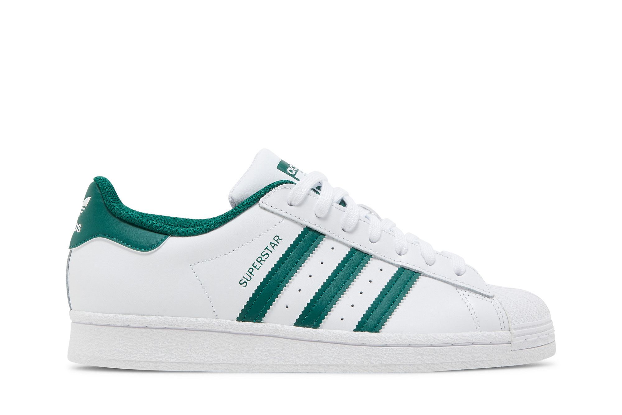 Adidas superstar white with green stripes outlet